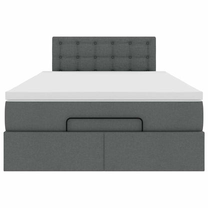 Pouf Letto con Materasso e LED Grigio Scuro 120x200 cm Tessuto