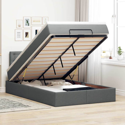 Pouf Letto con Materasso e LED Grigio Scuro 120x200 cm Tessuto - homemem39