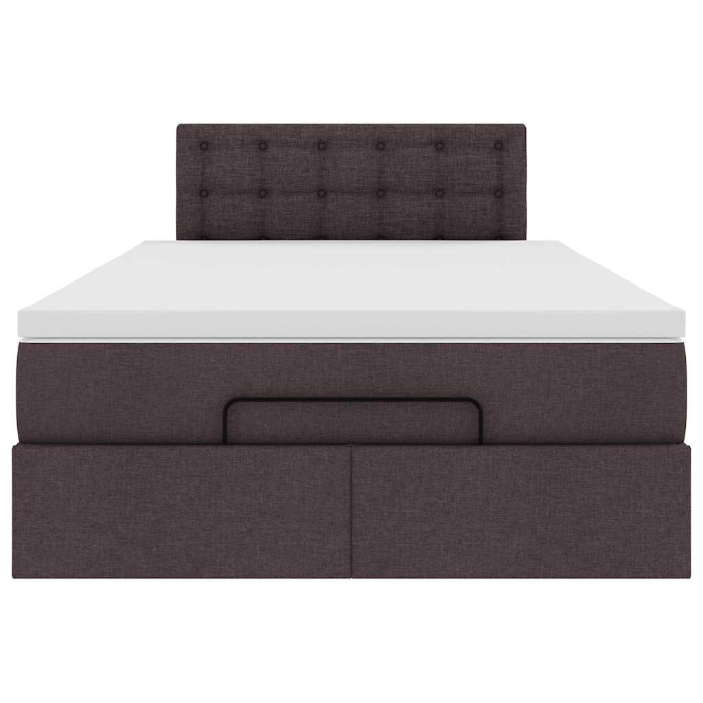 Pouf Letto con Materasso Marrone Scuro 120x200 cm in Tessuto - homemem39