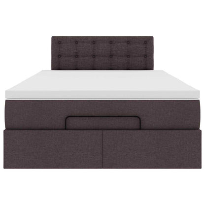 Pouf Letto con Materasso Marrone Scuro 120x200 cm in Tessuto - homemem39