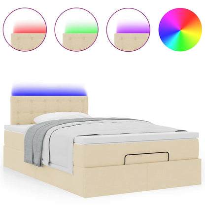 Struttura Letto Pouf con Materasso Crema 120x200 cm in Tessuto | homemem39
