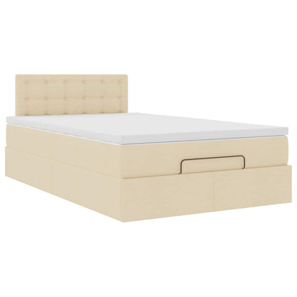 Struttura Letto Pouf con Materasso Crema 120x200 cm in Tessuto | homemem39
