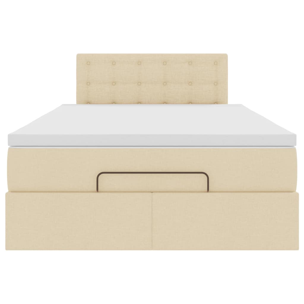 Struttura Letto Pouf con Materasso Crema 120x200 cm in Tessuto | homemem39