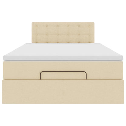 Struttura Letto Pouf con Materasso Crema 120x200 cm in Tessuto | homemem39