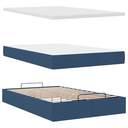 Pouf Letto con Materasso e LED Blu 120x200 cm in Tessuto | homemem39