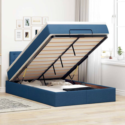 Pouf Letto con Materasso e LED Blu 120x200 cm in Tessuto | homemem39