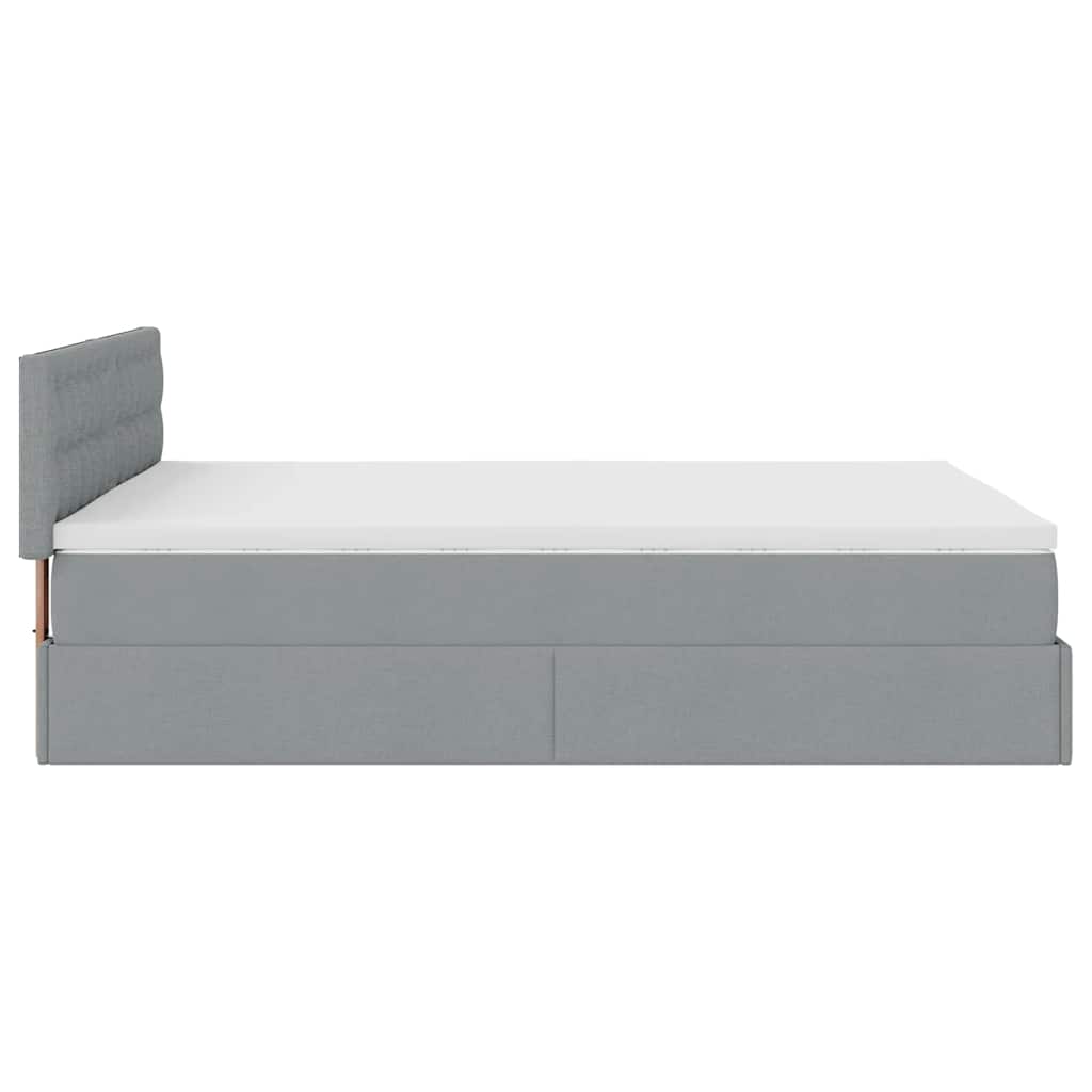 Pouf Letto con Materasso e LED Grigio Chiaro 140x190 cm