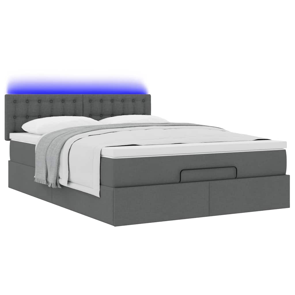 Pouf Letto con Materasso e LED Grigio Scuro 140x190 cm | homemem39
