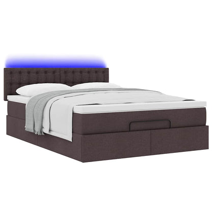 Pouf Letto con Materasso e LED Marrone Scuro 140x190 cm | homemem39