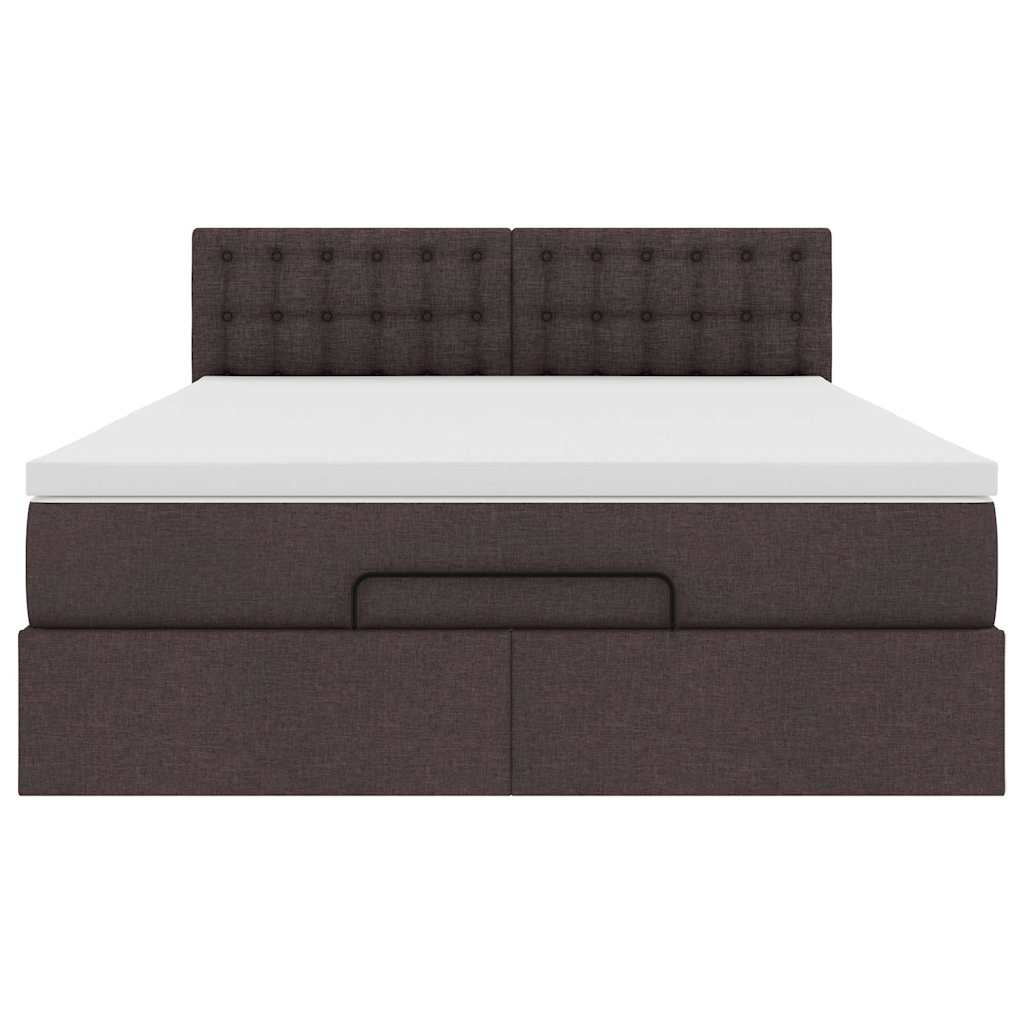 Pouf Letto con Materasso e LED Marrone Scuro 140x190 cm | homemem39
