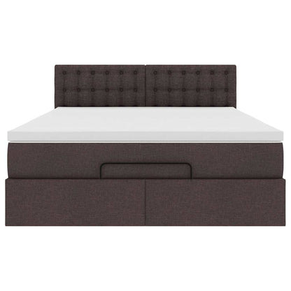Pouf Letto con Materasso e LED Marrone Scuro 140x190 cm | homemem39