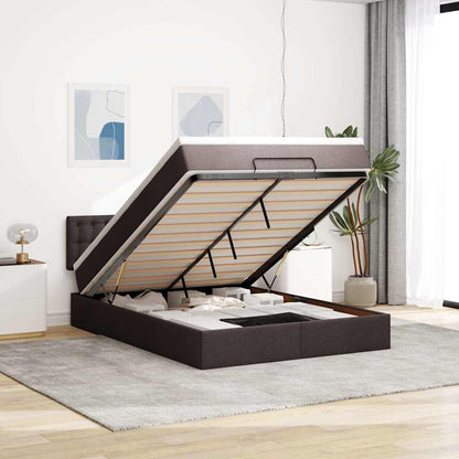 Pouf Letto con Materasso e LED Marrone Scuro 140x190 cm | homemem39