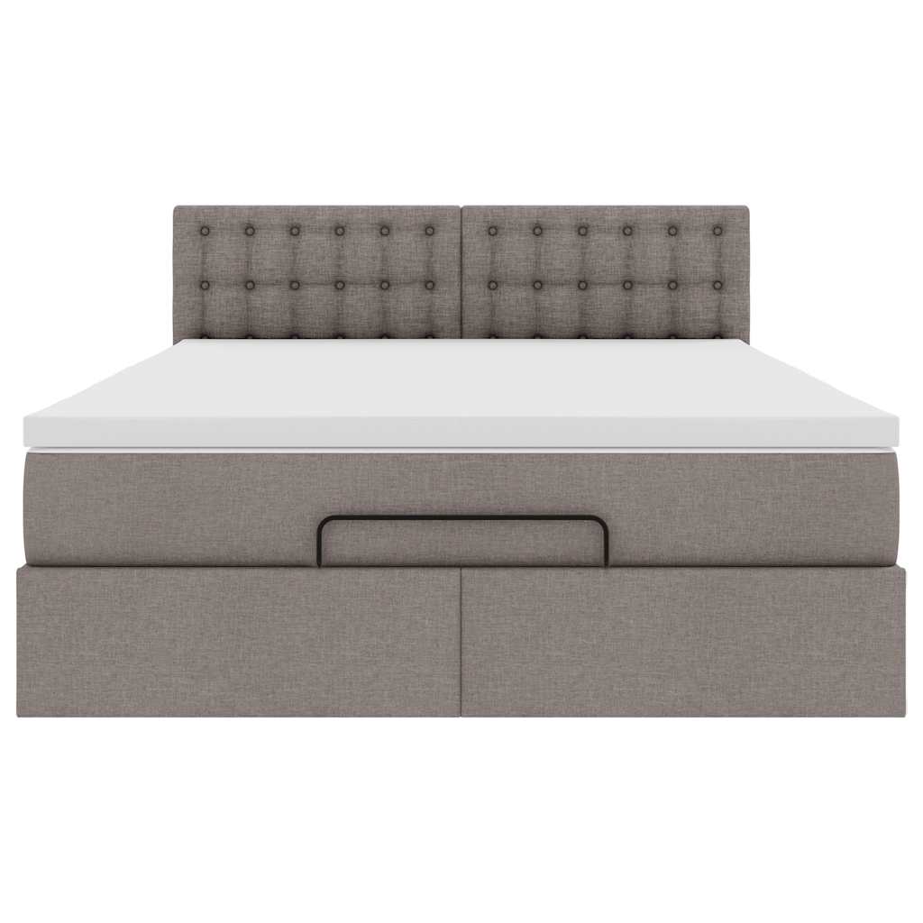 Pouf Letto con Materasso e LED Tortora 140x190 cm in Tessuto | homemem39