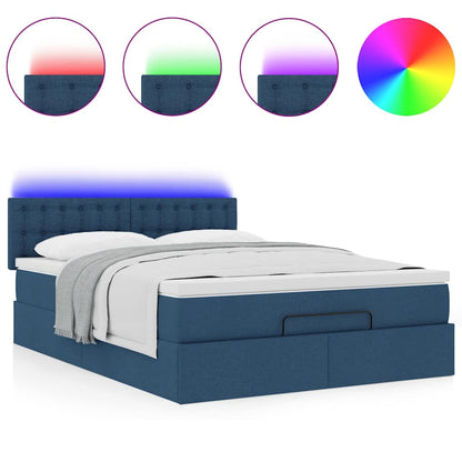 Pouf Letto con Materasso e LED Blu 140x190 cm | homemem39