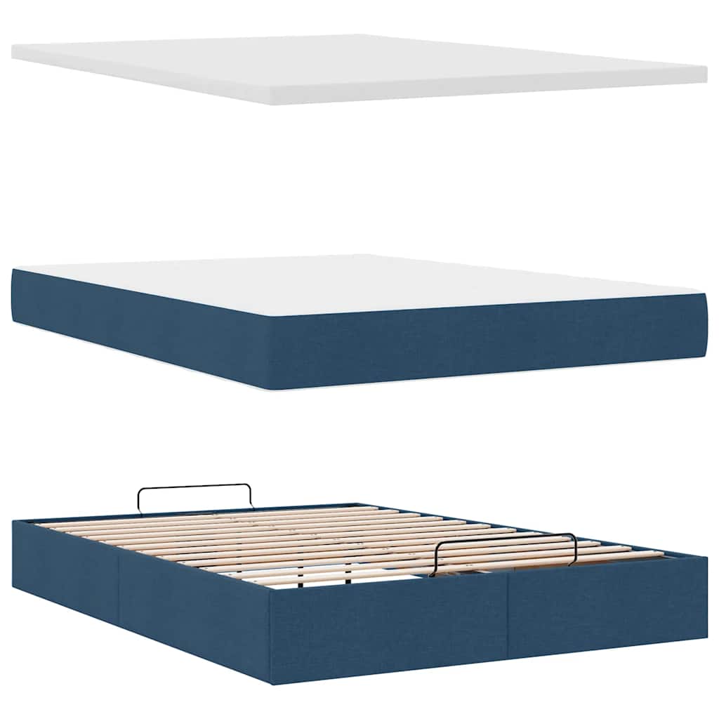 Pouf Letto con Materasso e LED Blu 140x190 cm | homemem39