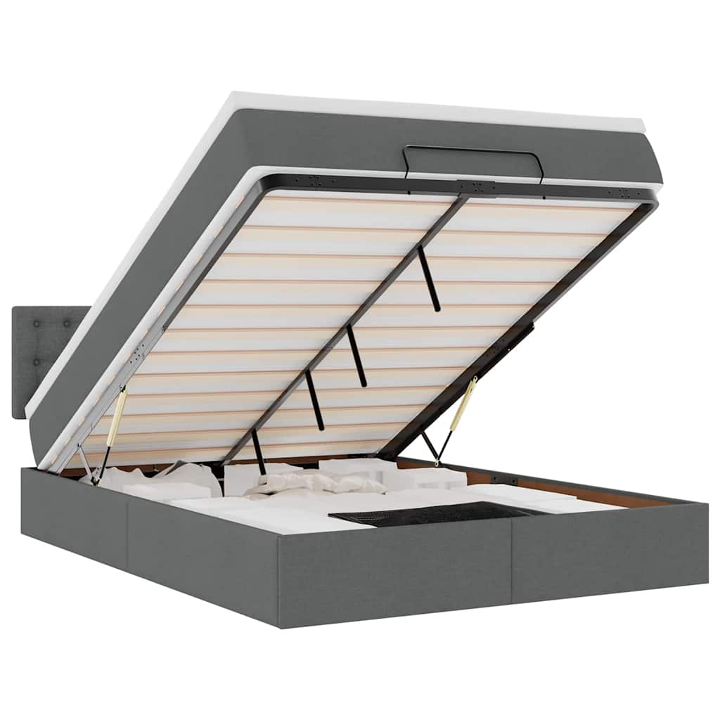 Pouf Letto con Materasso e LED Grigio Scuro 140x200 cm - homemem39