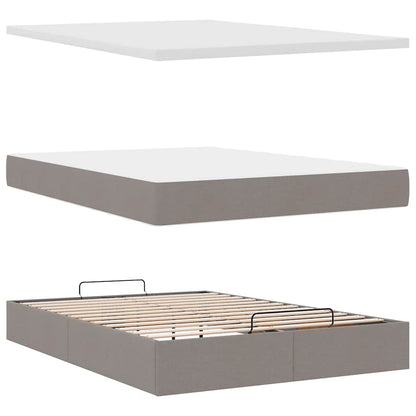 Pouf Letto con Materasso e LED Tortora 140x200 cm in Tessuto | homemem39