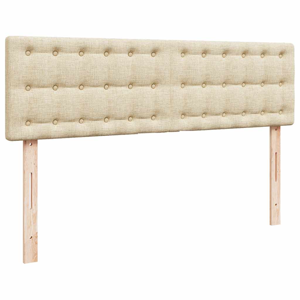 Pouf Letto con Materasso e LED Crema 140x200 cm in Tessuto