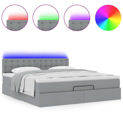 Pouf Letto con Materasso Grigio Chiaro 160x200 cm in Tessuto | homemem39
