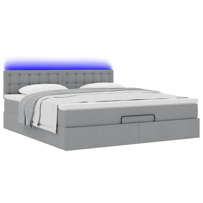 Pouf Letto con Materasso Grigio Chiaro 160x200 cm in Tessuto | homemem39