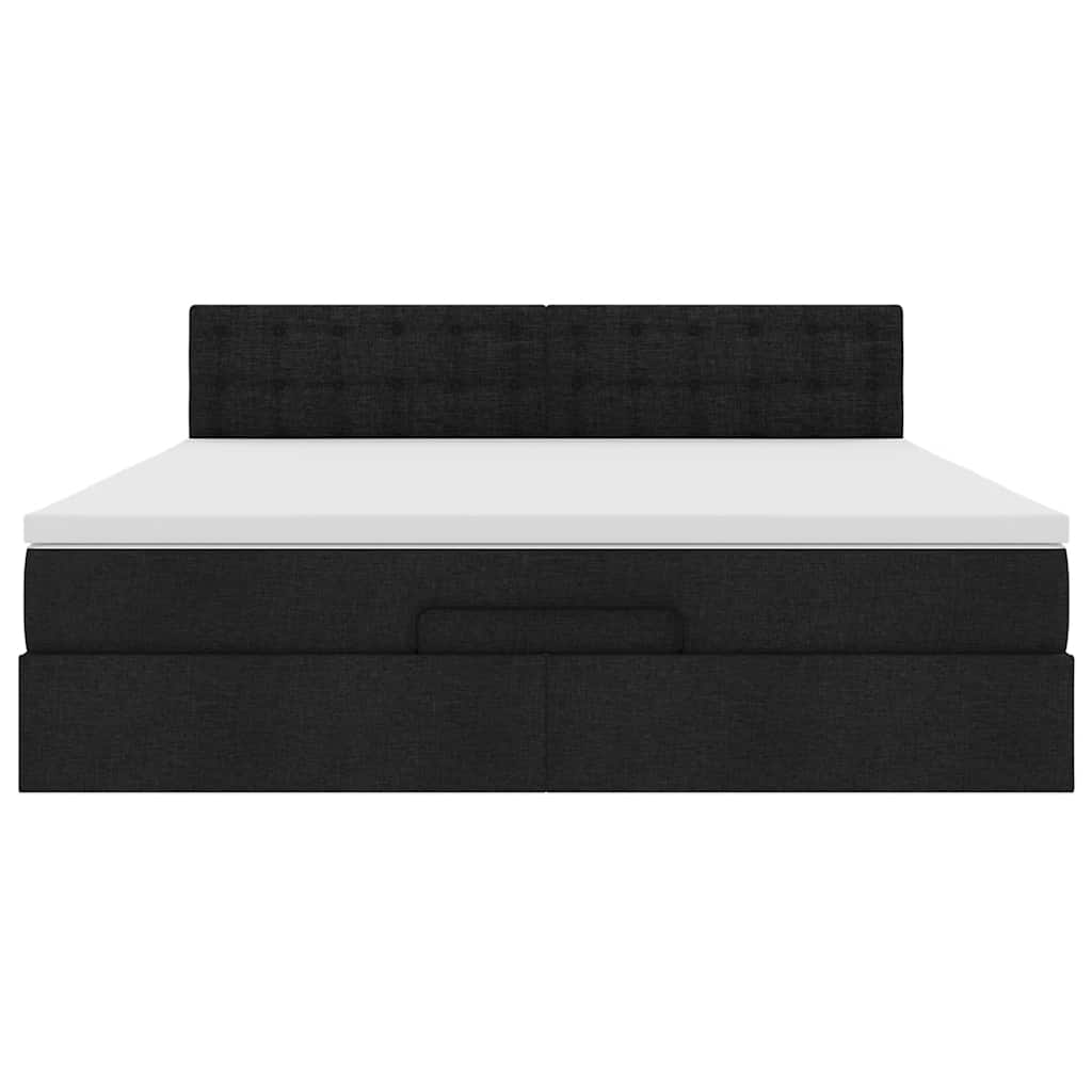 Struttura Letto Pouf con Materasso Nero 160x200 cm in Tessuto | homemem39