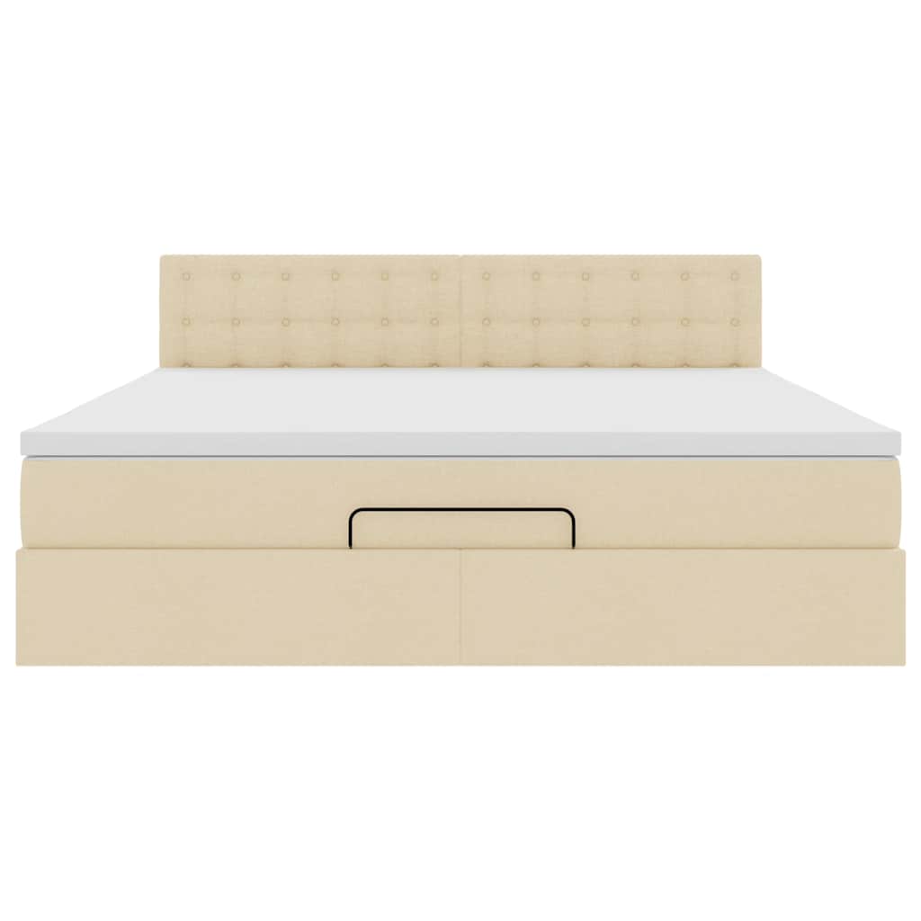 Struttura Letto Pouf con Materasso Crema 160x200 cm in Tessuto | homemem39