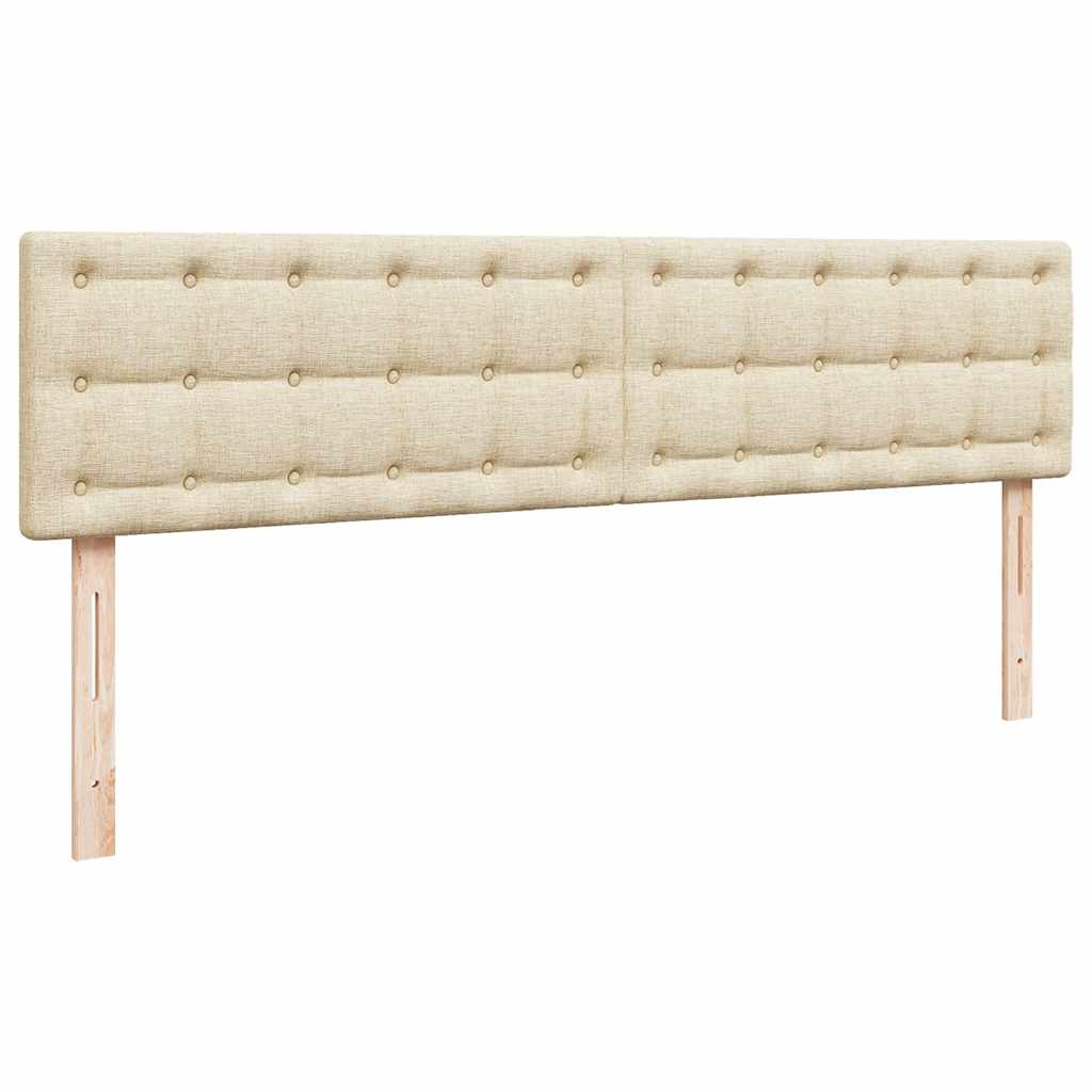 Struttura Letto Pouf con Materasso Crema 160x200 cm in Tessuto | homemem39