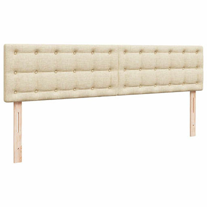 Struttura Letto Pouf con Materasso Crema 160x200 cm in Tessuto