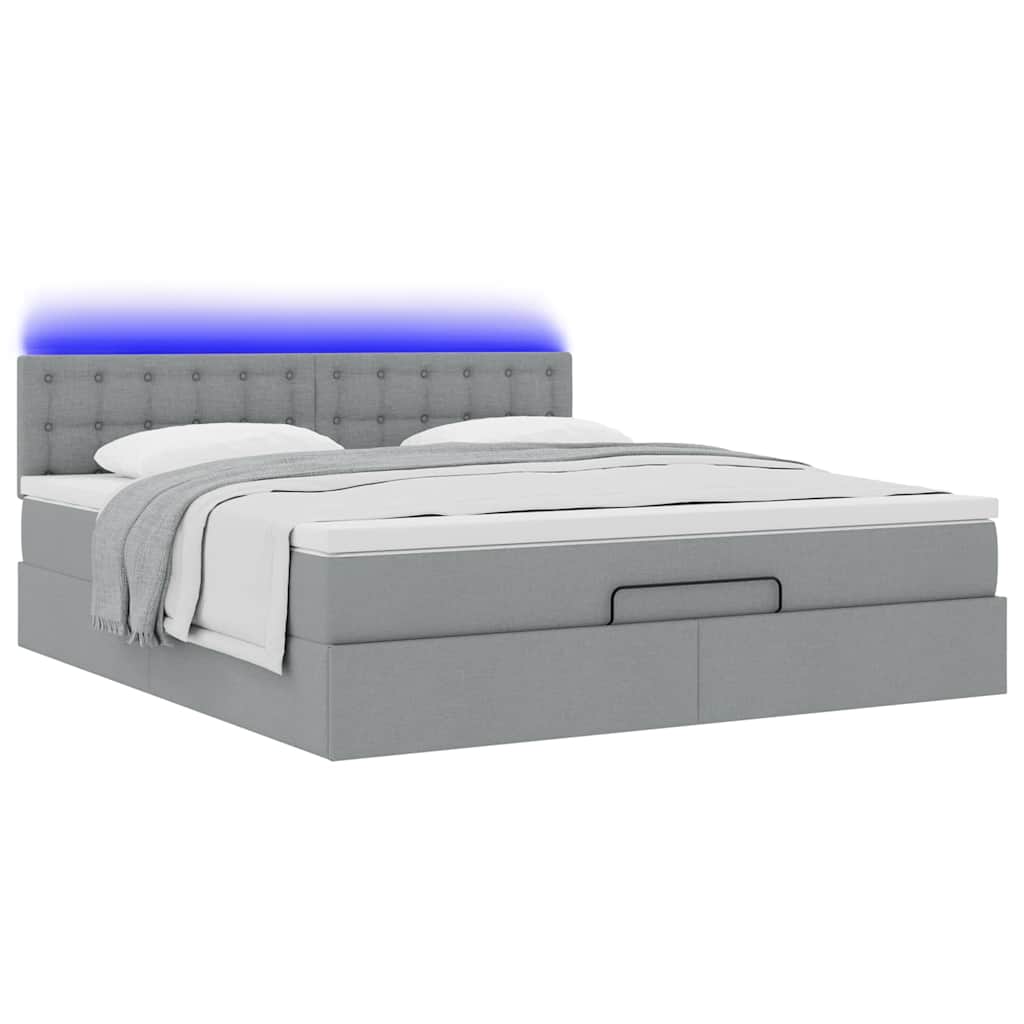 Pouf Letto con Materasso e LED Grigio Chiaro 180x200cm Tessuto | homemem39