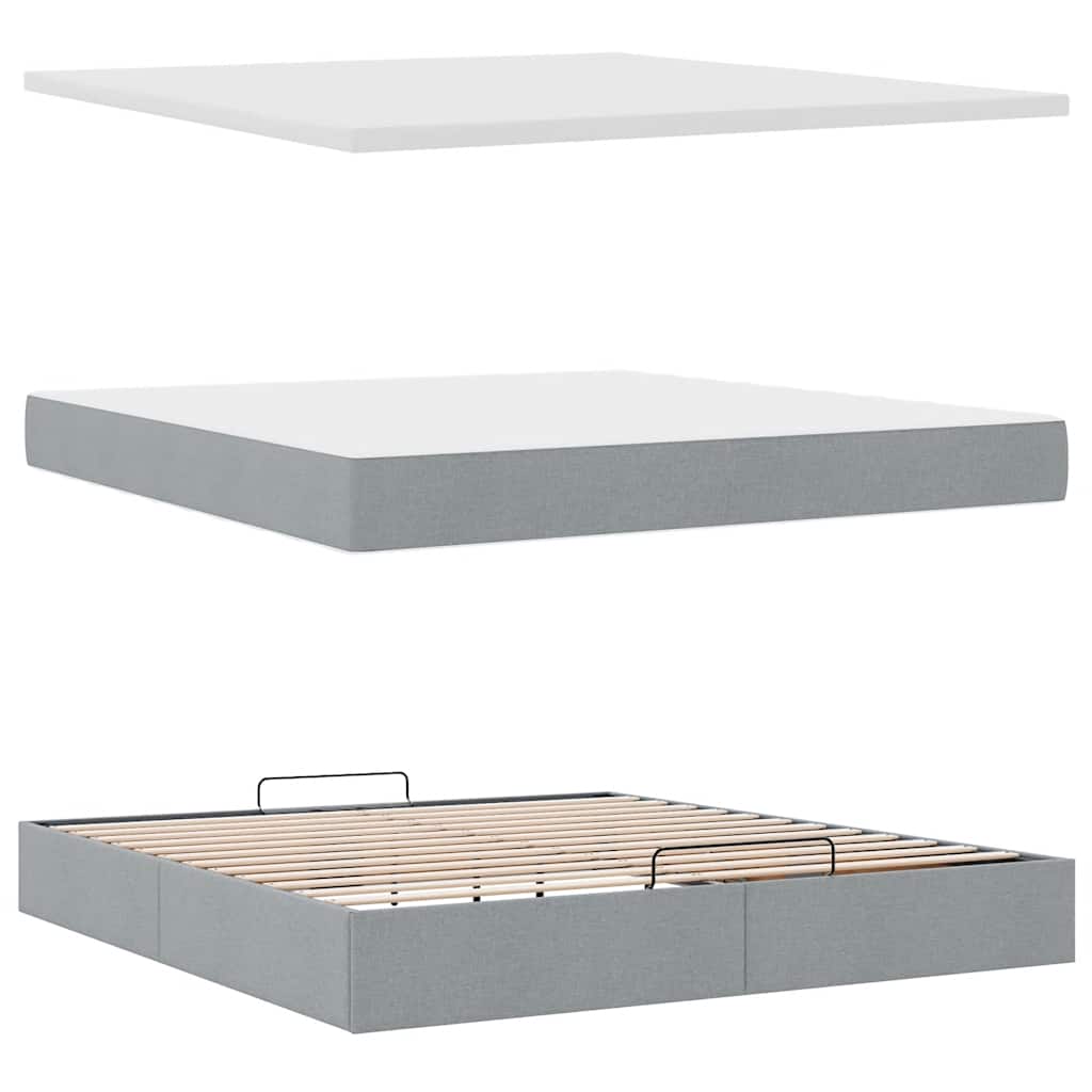 Pouf Letto con Materasso e LED Grigio Chiaro 180x200cm Tessuto | homemem39