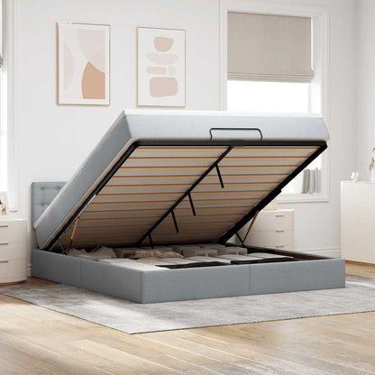 Pouf Letto con Materasso e LED Grigio Chiaro 180x200cm Tessuto | homemem39