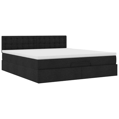 Pouf Letto con Materasso e LED Nero 180x200cm Tessuto | homemem39