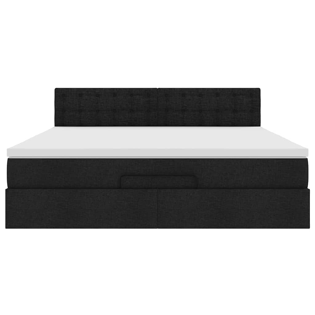 Pouf Letto con Materasso e LED Nero 180x200cm Tessuto | homemem39