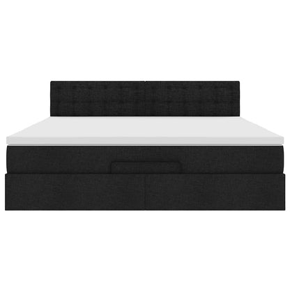 Pouf Letto con Materasso e LED Nero 180x200cm Tessuto | homemem39