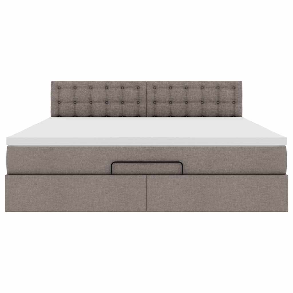 Pouf Letto con Materasso e LED Tortora 180x200cm in Tessuto | homemem39