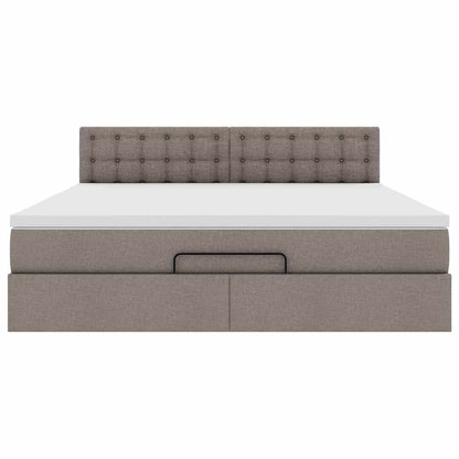 Pouf Letto con Materasso e LED Tortora 180x200cm in Tessuto | homemem39