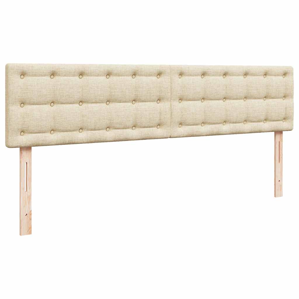 Pouf Letto con Materasso e LED Crema 180x200cm in Tessuto