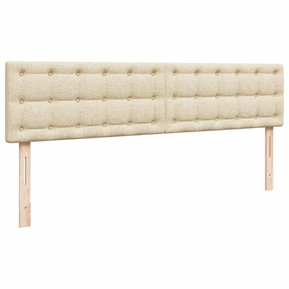 Pouf Letto con Materasso e LED Crema 180x200cm in Tessuto