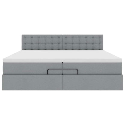 Struttura Letto Pouf con Materassi 200x200 cm in Tessuto