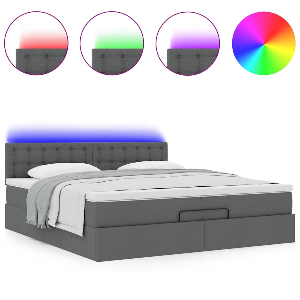 Struttura Letto Pouf con Materassi 200x200 cm in Tessuto | homemem39