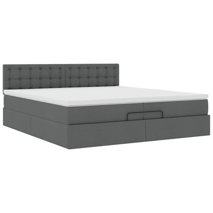 Struttura Letto Pouf con Materassi 200x200 cm in Tessuto