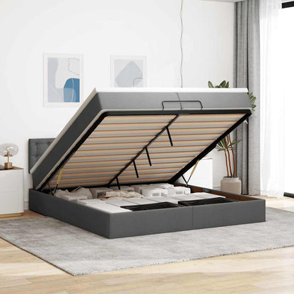 Struttura Letto Pouf con Materassi 200x200 cm in Tessuto | homemem39