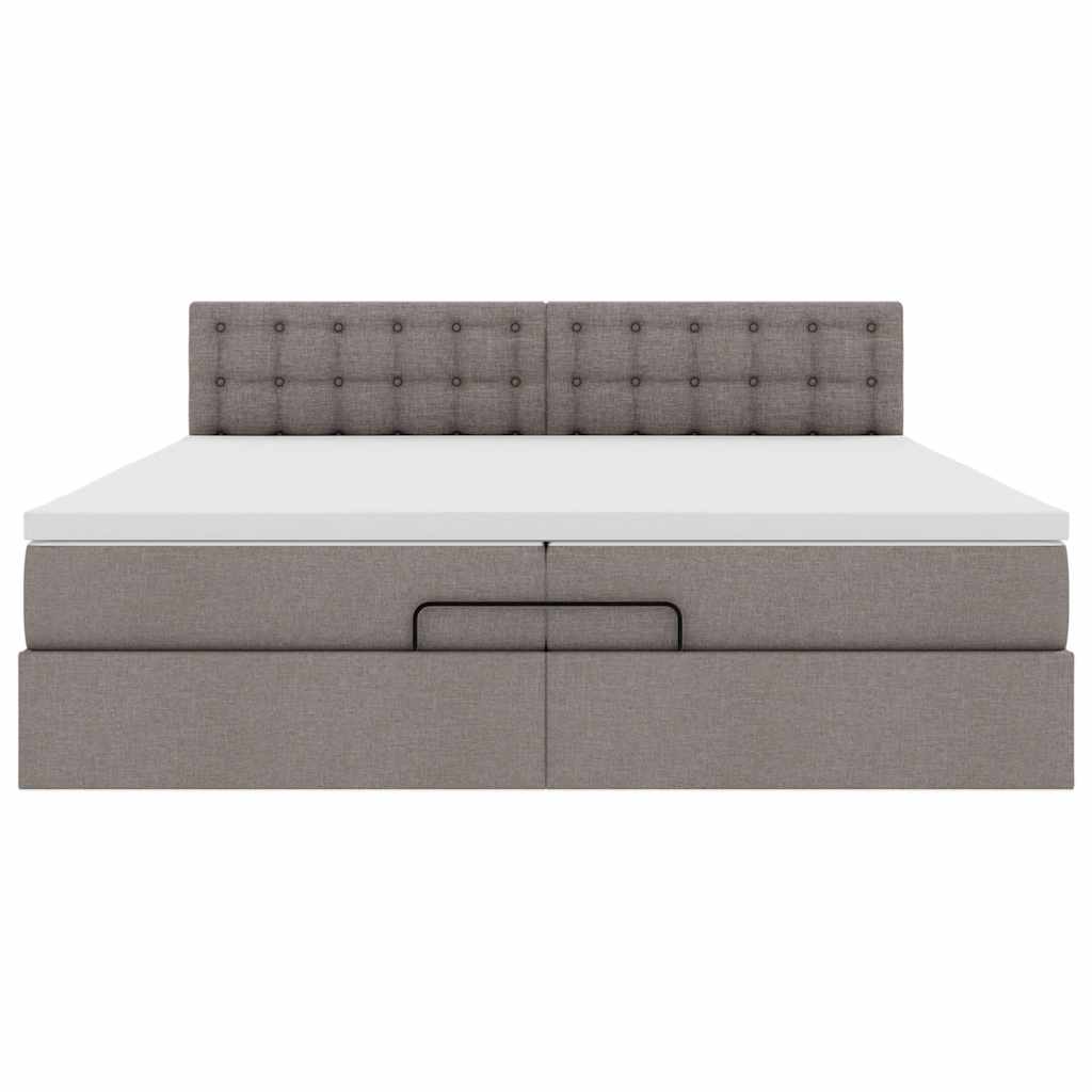 Struttura Letto Pouf con Materassi Tortora 200x200 cm Tessuto | homemem39