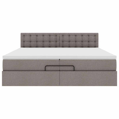 Struttura Letto Pouf con Materassi Tortora 200x200 cm Tessuto | homemem39