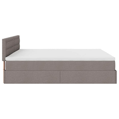 Struttura Letto Pouf con Materassi Tortora 200x200 cm Tessuto | homemem39