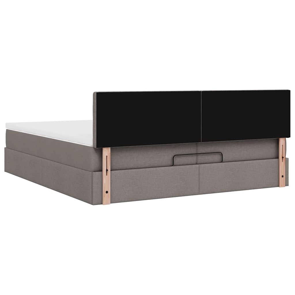 Struttura Letto Pouf con Materassi Tortora 200x200 cm Tessuto | homemem39