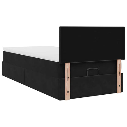 Pouf Letto con Materasso e LED Nero 80x200cm in Velluto