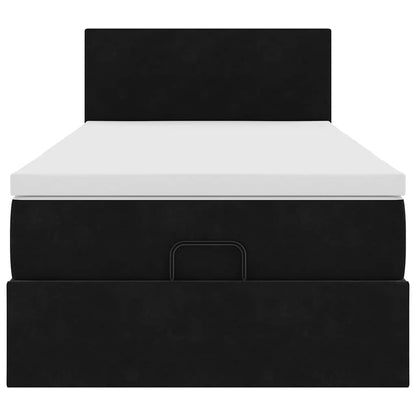 Pouf Letto con Materasso e LED Nero 80x200cm in Velluto
