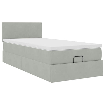 Struttura Letto Pouf con Materasso 90x190 cm in Velluto | homemem39
