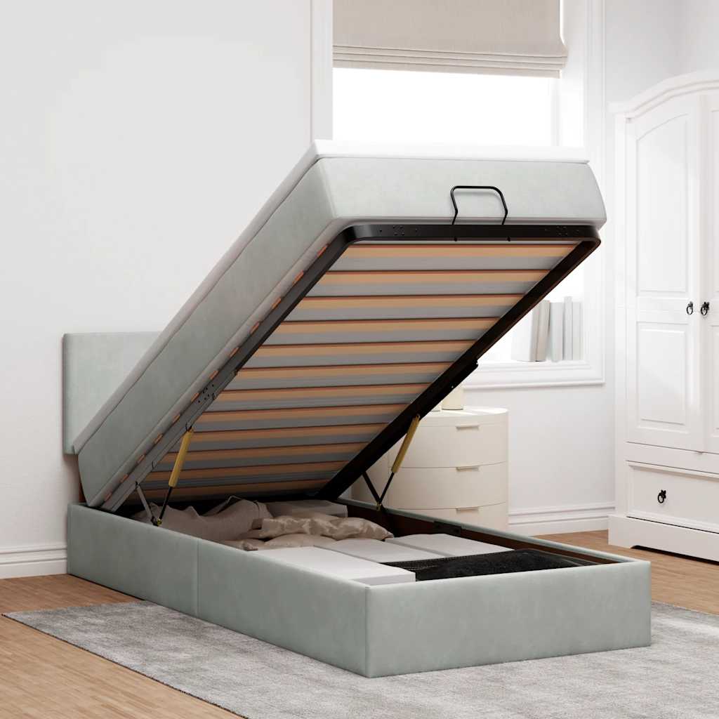 Struttura Letto Pouf con Materasso 90x190 cm in Velluto | homemem39